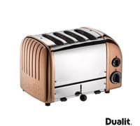 Dualit 4 Slot Classic Toaster With Sandwich Cage Copper Finish, Proheat Elements, Handmade Uk Design, Adjustable Controls