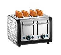Dualit 46505 Architect 4 Slice Toaster | Brushed Stainless Steel with Black Trim | Extra-Wide Slots - Peek and Pop Function - Patented Perfect Toast Technology - Matching Kettle and Sandwich Cage Available