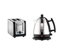 Dualit Architect 2 Slice Toaster | Brushed Stainless Steel with Black Trim| 26505 & Lite Kettle - 1L 2kW Jug Kettle - Polished with Black Trim, High Gloss Finish - Fast Boiling Kettle by - 72200