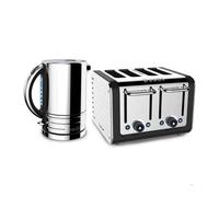 Dualit Architect Kettle & 4 Slot Toaster Set 1.5L Rapid Boil Kettle With Limescale Filter & Matt Black 4 Slice Toaster