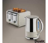 Dualit Architect Kettle & Toaster Set Oyster White, 1.5L Rapid Boil Kettle, 4 Slot Toaster, Peep & Pop, Perfect Toast Tech