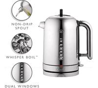 Dualit Classic 1.7L Polished Kettle Cordless Stainless Steel Silver Black 72815
