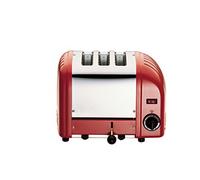 Dualit Classic 3 Slice Vario Toaster - Stainless Steel, Hand Built in the UK, Replaceable ProHeat Elements, Defrost Bread, Mechanical Timer, Replaceable Parts, Red, 30085