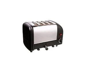 Dualit Classic 4 Slice Vario 2.2kW Toaster, Black and Stainless Steel, Hand Built in the UK, Replaceable Proheat Elements, Heat 2 or 4 Slots, Defrost Bread, Mechanical Timer, Model 40344, E266