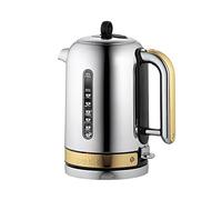 Dualit Classic Kettle - Polished Stainless Steel with Brass Trim - Quiet boiling kettle - 90 Second Boil Time - 1.7L Capacity, 2.3 kW
