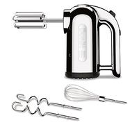 Dualit Hand Mixer Chrome - 400W - Strong Grip Handle - Attachments Included - Integral Plug Storage - 4 Speed Settings - Repairable gears - Flat Beaters, Dough Hooks, Balloon Whisk