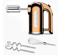 Dualit Hand Mixer Copper - 400W - Strong Grip Handle - Attachments Included - Integral Plug Storage - 4 Speed Settings - Repairable gears - Flat Beaters, Dough Hooks, Balloon Whisk