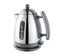 Dualit Lite 1.5L Jug Kettle - Polished Stainless Steel with Black Trim, Fast Boiling, Non-Drip, Dual Measuring Windows, 3kW, 230V, Grey