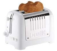 Dualit 2 Slice Lite Toaster | 1.1kW Toasts 60 Slices an Hour | Polished with High Gloss White Trim | Bagel & Defrost Settings | 36 mm Wide Slots | 26203