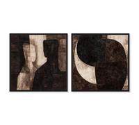 Duality of Forms Set Canvas Print Beige Wall Decor Set by Art Remedy, Black Frame, 20 x 20