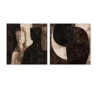 Duality of Forms Set Canvas Print Beige Wall Decor Set by Art Remedy, Gallery Wrapped, 20 x 20