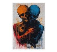 Duality of Souls Contemporary Expressionist Artwork Vivid Wooden Jigsaw Puzzle for Adults, 300 PCS