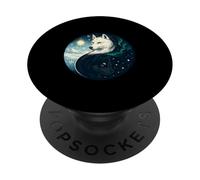 Duality Wolves Yin Yang Winter Aurora Sun Stars PopSockets Adhesive PopGrip
