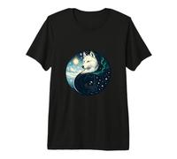 Duality Wolves Yin Yang Winter Aurora Sun Stars Premium T-Shirt