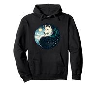 Duality Wolves Yin Yang Winter Aurora Sun Stars Pullover Hoodie
