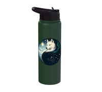 Duality Wolves Yin Yang Winter Aurora Sun Stars Stainless Steel Insulated Water Bottle