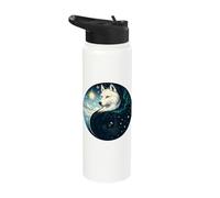 Duality Wolves Yin Yang Winter Aurora Sun Stars Stainless Steel Insulated Water Bottle