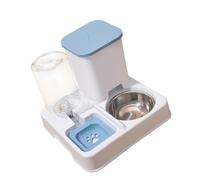 Dualoai Automatic Dog Cat Feeder Eating and Drinking Bowl Removable Dry and Wet Separation for Rabbits, blue white