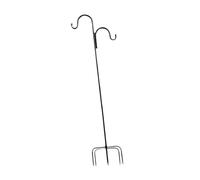 Dualoai Bird Feeder Pole, Double Hook, Black, Easy to Install Display Hanger, Iron Hooks for Signs, Flower Pots for