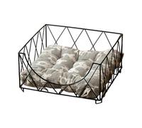 Dualoai Cat Bed, Pet Sleeping Mat, Elevated, Stable Resting Place for Indoor Cats, Decorative with Cushion, Cozy Cat Nest for Home, Black