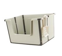 Dualoai Cat Litter Box U Shape Lowered Front Portable Large Space Cats Litter Pan Jumbo Litter Box for All Kinds of Cat Litter, Gray