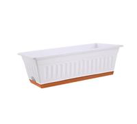 Dualoai Flower Box for Window, Vegetable Box, Planter for The Windowsill, 50 X 19 X 16 Cm, Rectangular, with Drainage Holes for Terrace, Patio, Light, White