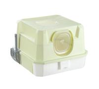 Dualoai Fully Covered Cat Litter Case Hooded Pet Litter Tray Kitten Toilet Kitty Litter Pan for Small Animals, green