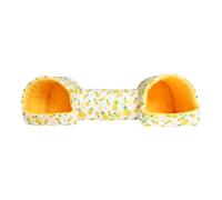 Dualoai Hamster Tunnel Bed Tube Hideaway Soft Cave for Hamster Hedgehog Dwarf Rabbits Rats, yellow Pineapple