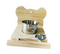Dualoai Hanging Feeder for Birds, Perch Stand with Feeding Cup for Parrots And Lovebirds, Bear