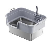 Dualoai Large Litter Box, Cat Potty for House Cats And Kittens, Guard with, High Sides, Raised, Stable Litter Box, Light Gray