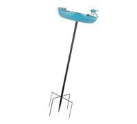 Dualoai Metal Bird Bath for The Garden, Standing, with Stake, for Decoration
