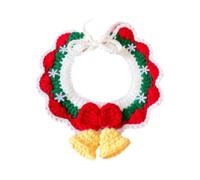 Dualoai New Year Knitted Cats Collar,Handwoven Crochet Bib,Dress up,Handmade,Adjustable,Kitten Necklace Scarf for Puppy Small Dog, Christmas snowflake, M