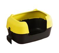 Dualoai Open Top Pet Litter Box Pet Cat Toilet Sand Box Portable for Indoor Cats Semi Enclosed, yellow and black