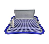 Dualoai Pet Training Potty Tray with Wall Column, Suitable for Dogs and Cats Indoors, Dark Blue