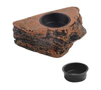 Dualoai Reptile Feeding Platform Rock Tray for Food And Water for Amphibians, Single Slot