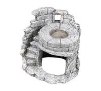 Dualoai Reptile Hiding Habitat Basking Toy Resin Aquarium Ornament Rock Cave Terrarium Nest for Playing Resting