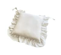 Dualoai Ruffled Square Chair Cushion with Ties, Soft and Comfortable, Elegant Chair Pad, Seat Cushion for Home and Country House, 18 X 18 Inches, Cream White