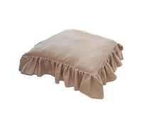 Dualoai Ruffled Square Chair Cushion with Ties, Soft and Comfortable, Elegant Chair Pad, Seat Cushion for Home and Country House, 18 X 18 Inches, Milk Tea