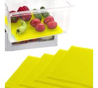 Dualplex Fridge Liners - Refrigerator Liner Drawers or Shelves - 4 Pack Fridge Mats Washable - 12” x 15” - Fruit & Veggie Life Extender Liner - Fresh Produce Mat - Drawer Shelf Bins Liners (Yellow)