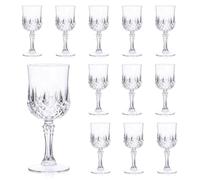 Dualshine 12 Pcs Plastic Wine Glasses, Transparent Plastic Goblets for Wedding Reception, Drinking Glasses for Parties、Valentine's Day、Birthdays(White)