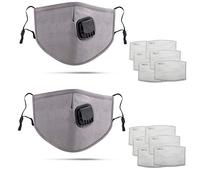 DualVertex 2 Pack Face Masks - Breathable Masks with Filter - Cotton Mask - Washable & Reusable Mask with Adjustable Ear Straps and Nose Wire - with Valve and Replaceable filters