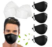 DualVertex Face Masks - Breathable Face Masks with Filter - Cotton Face Mask -Reusable Face Mask with Adjustable Ear Straps and Nose Wire - with Valve and Replaceable filters