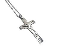 DUALZERO Gold and Silver Cross Necklace, Delicate Stainless Steel Necklace, Strong Belief in Jesus with Cutout design, L, Stainless Steel, Abalone