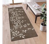 DuANgu Runner Carpet, Runner Rug for Hallway Non Slip 2'x3.9' Washable Vintage Leaf Pattern Brown Runner Door Mat with Rubber Backing Carpet, 40-120cm Width