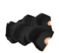 DUANGYMM Belly Dance Fan Natural Silk Rayon Handmade Left Or Right Hand Black Color Dancing 180 by 90cm(1pc Left -Royal Silk,3-150X90CM)