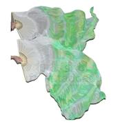 DUANGYMM Belly Dance Fan Real Silk Tie Dyeing for Women Dancing Performance Festival Outfit Competition Accessories(1pcs righthand 120cm)