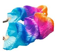 DUANGYMM Belly Dance Fan Silk Real Veils Left+Right(05,S-120cm-1pair(2pcs))