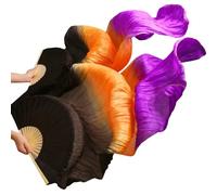 DUANGYMM Belly Dance Fan Silk Real Veils Left+Right(06,L-180cm-1pair(2pcs))