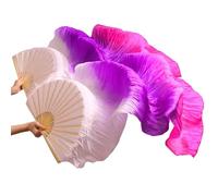 DUANGYMM Belly Dance Fan Silk Real Veils Left+Right(08,S-120cm-1pair(2pcs))