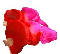 DUANGYMM Belly Dance Fan Silk Real Veils Left+Right(11,S-120cm-1pair(2pcs))